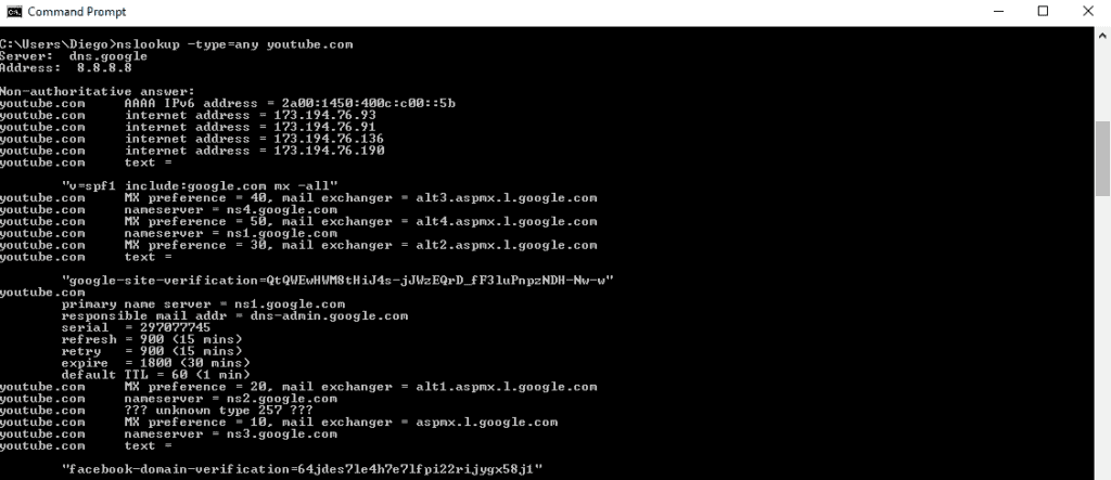nslookup -type=any
