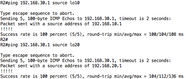 r2 ping to R3 connectivity test