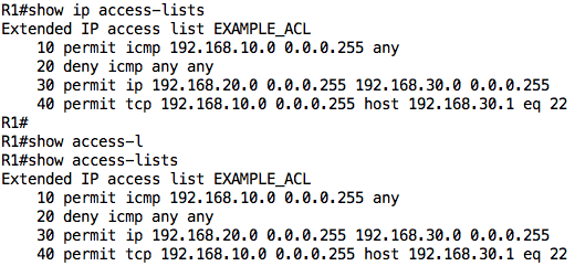 show ip access list command