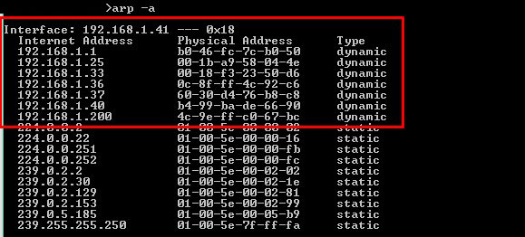 arp -a command