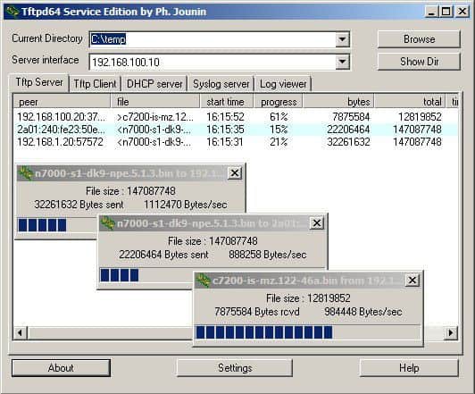 Free TFTP Server by TFTPD32
