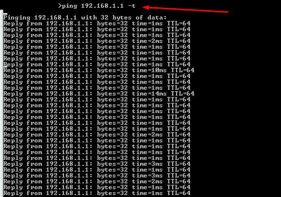 ping -t command