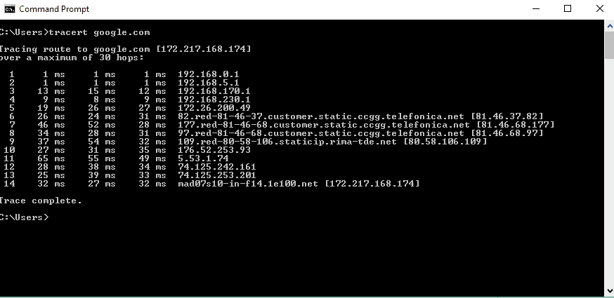 traceroute command