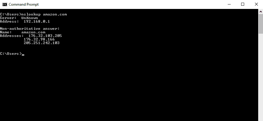  nslookup command