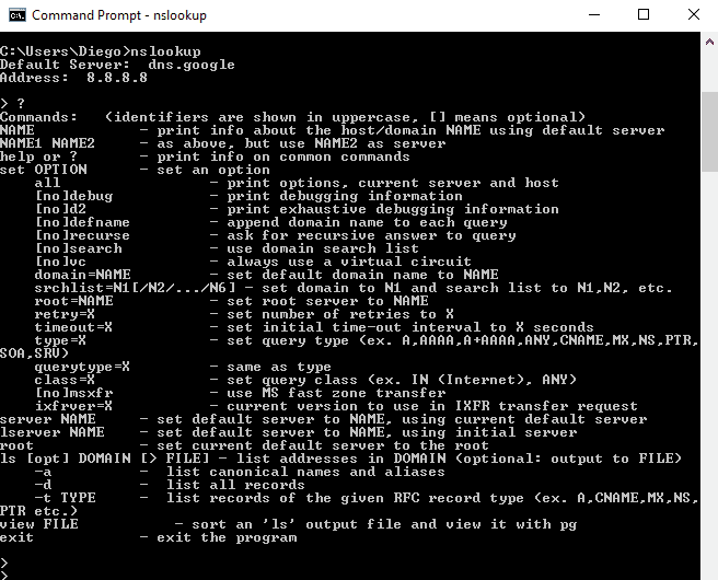 nslookup