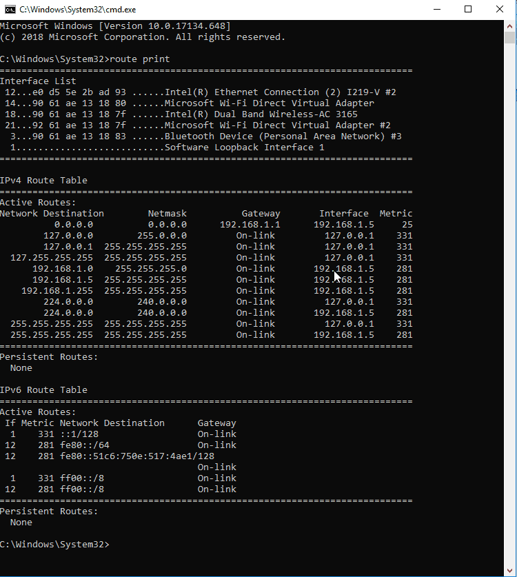 route print command