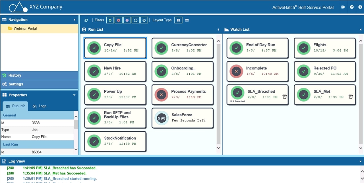 ActiveBatch Workload Automation portal