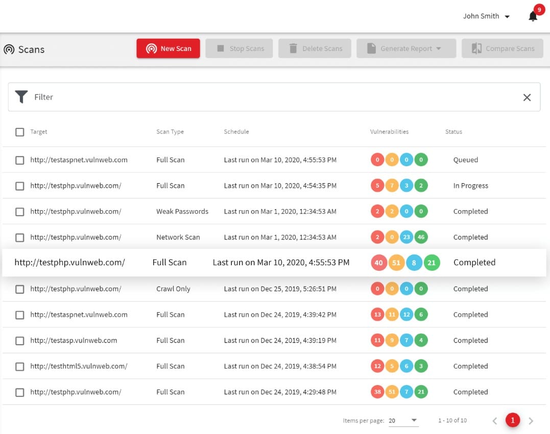 Acunetix web vulnerability scanner