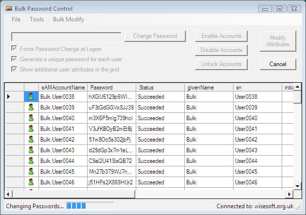 Bulk Password Control