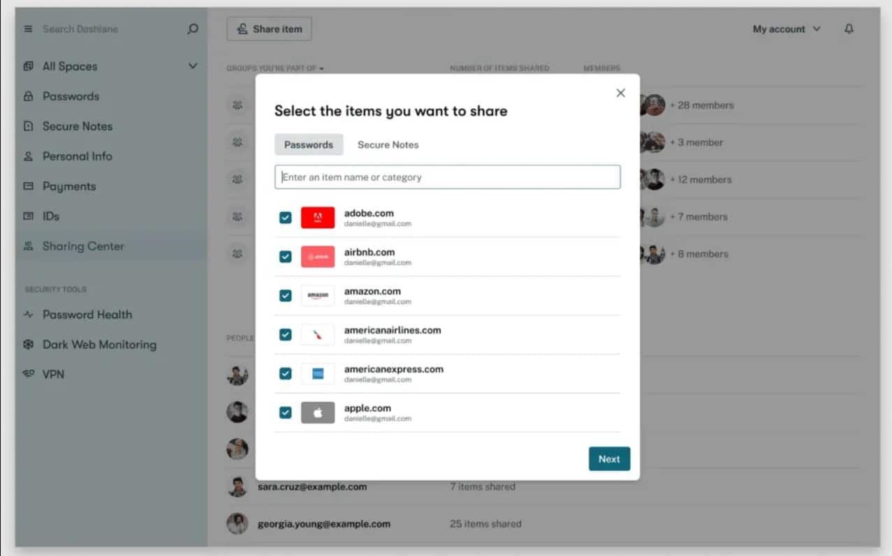 Dashlane Password Sharing