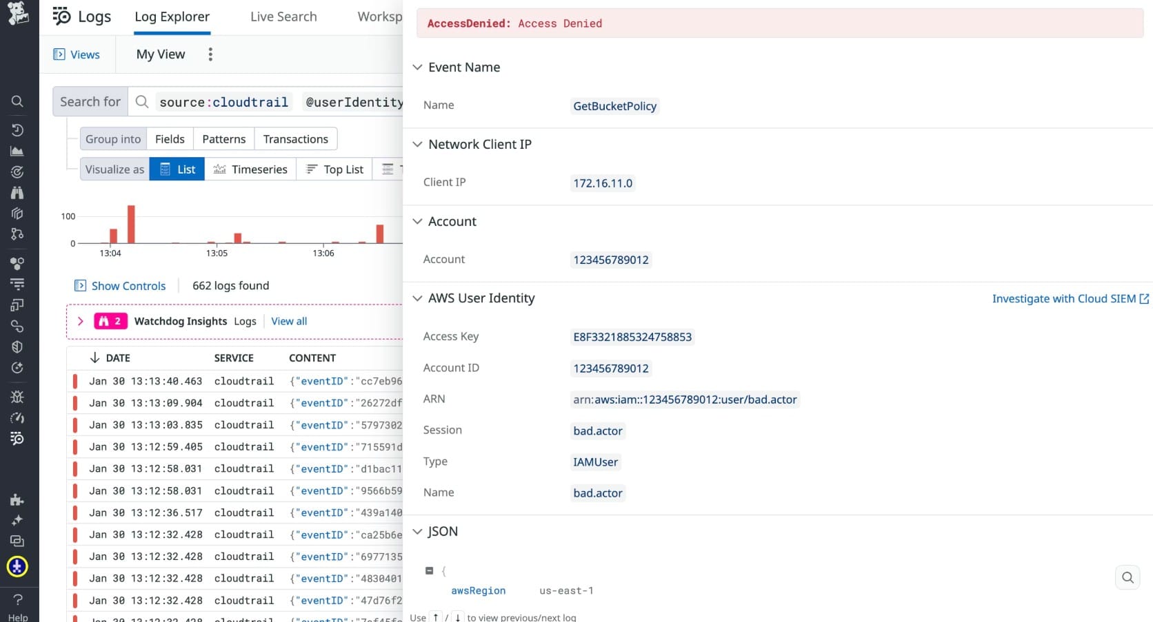 Datadog log management siem
