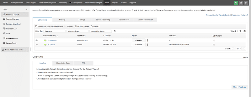 How to remote control with ManageEngine Endpoint Central?