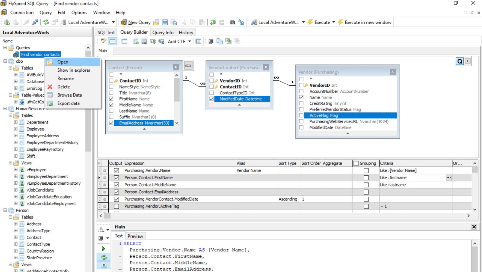 Flyspeed sql query builder