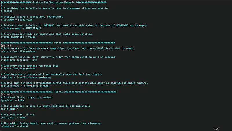 open the grafana.ini using text editor