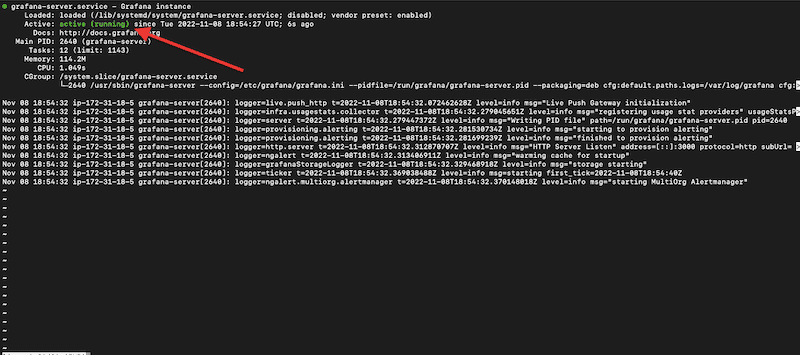 server active and running