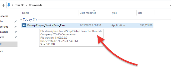 software installation package ManageEngine_ServiceDesk_Plus