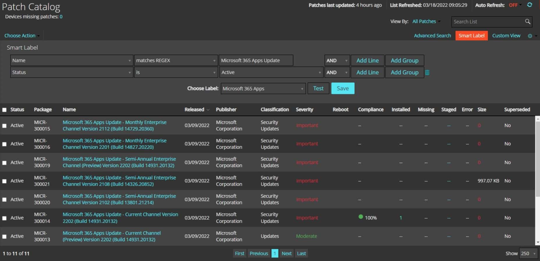 Kace patch managment