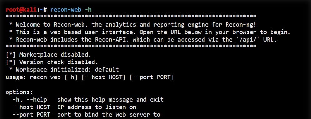 Kali recon-ng OSINT tools