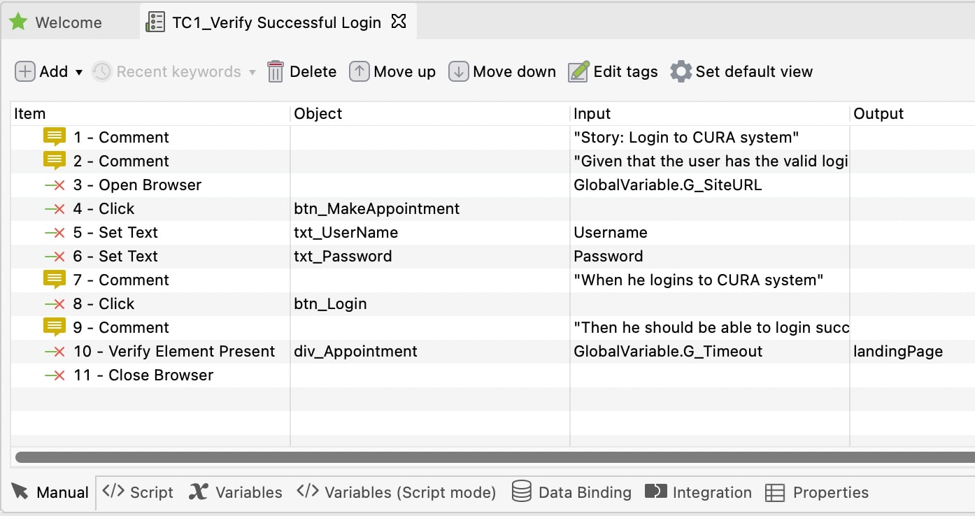 Katalon Studio Login list