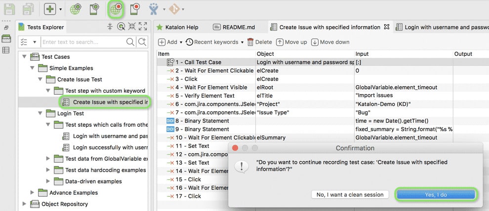 Katalon Tests Explorer