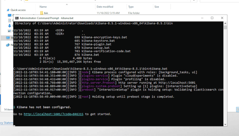 Run the kibana.bat file
