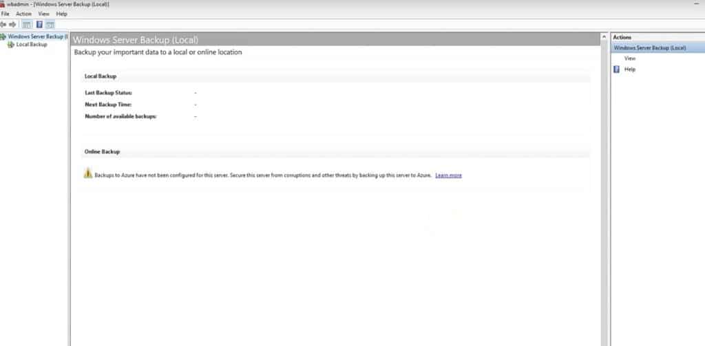 Local Windows Server Backup