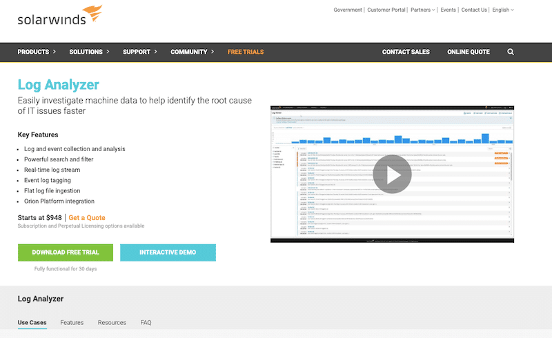 SolarWinds Log Analyzer