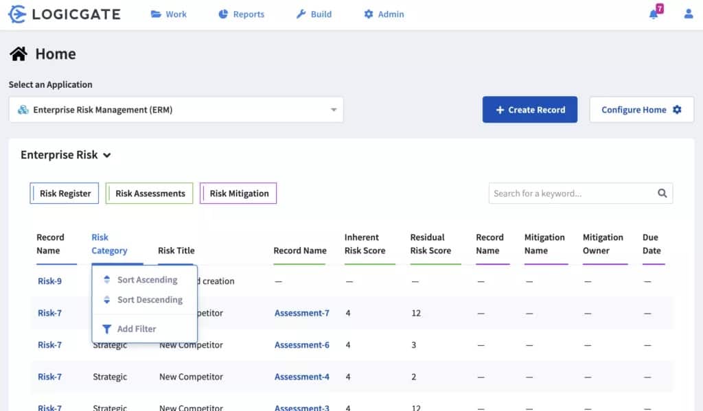 LogicGate Dashboard
