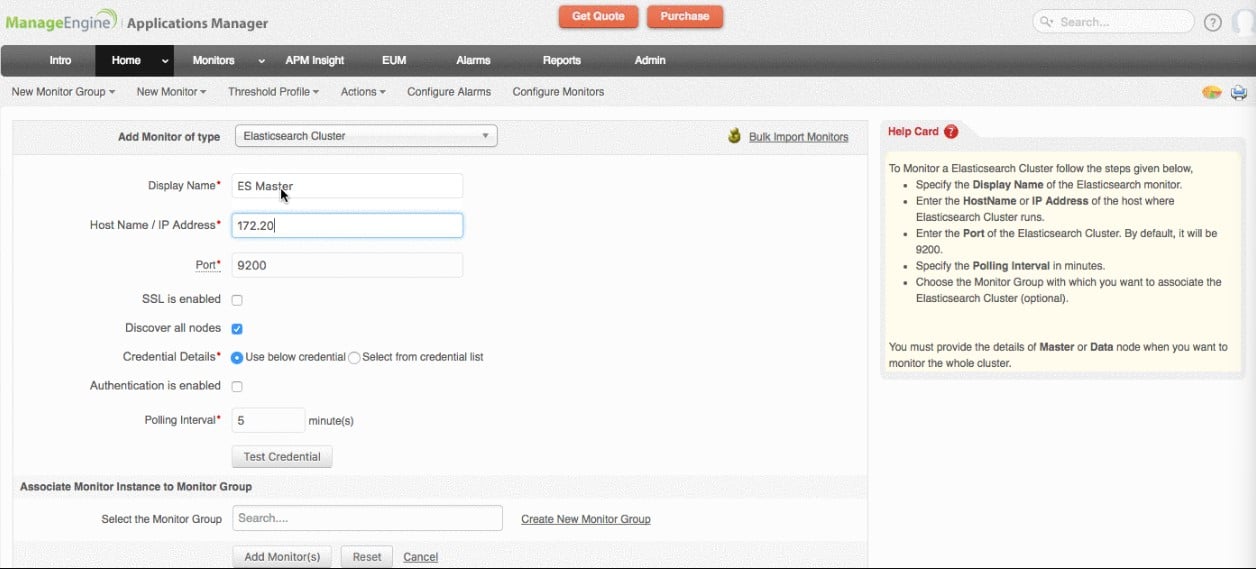 ManageEngine APM Elasticsearch Cluster