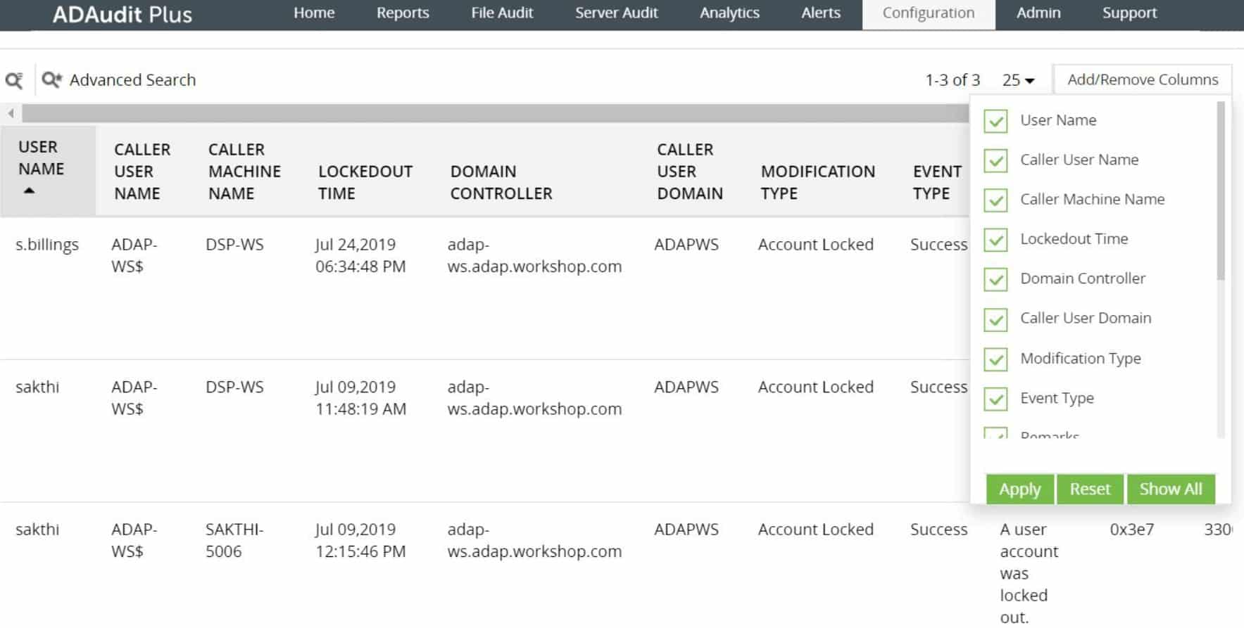 ManageEngine AdAudit Plus Account Lockout Tool
