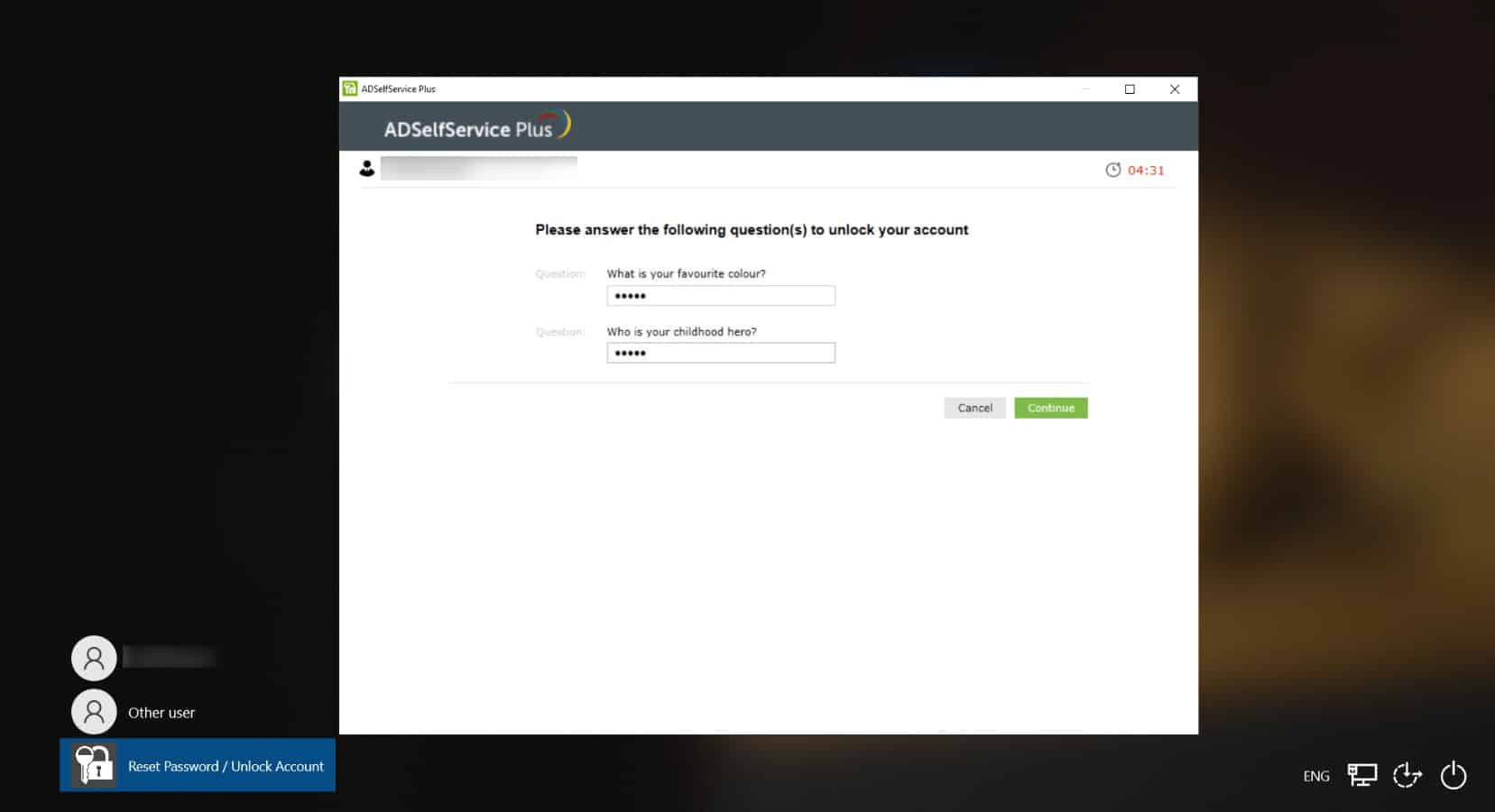 ManageEngine AdSelfService Plus password reset