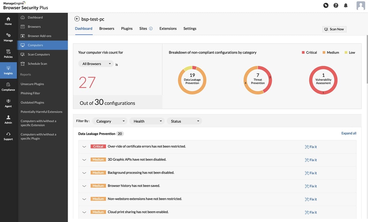 ManageEngine Browser Security Plus Insights