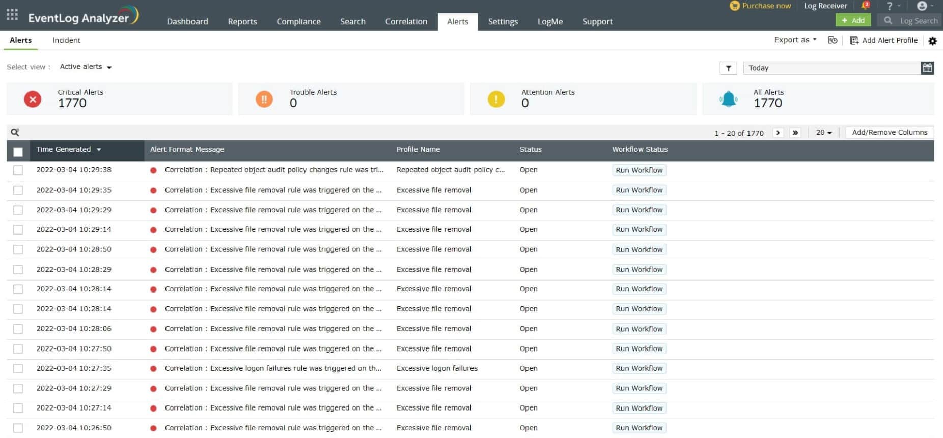 ManageEngine EventLog Analyzer Alerts