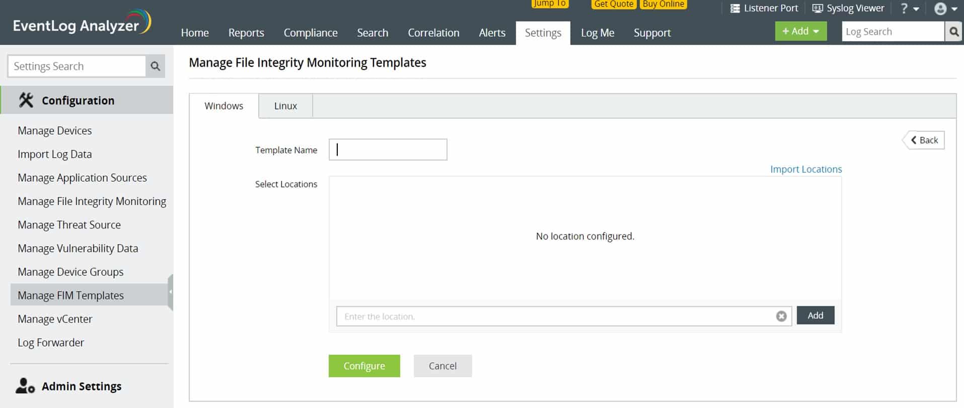 ManageEngine EventLog Analyzer file integrity
