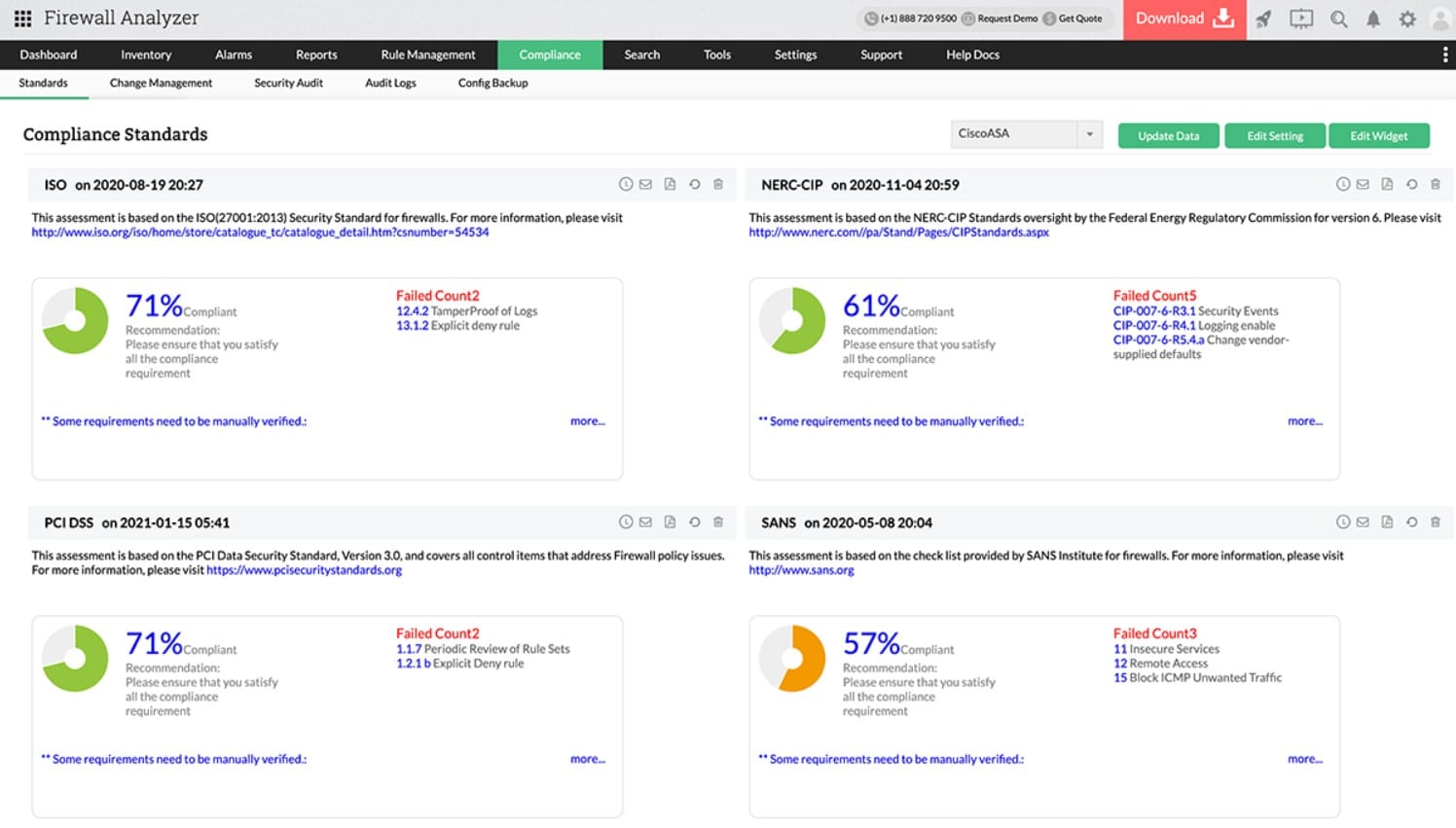 ManageEngine Firewall Analyzer compliance