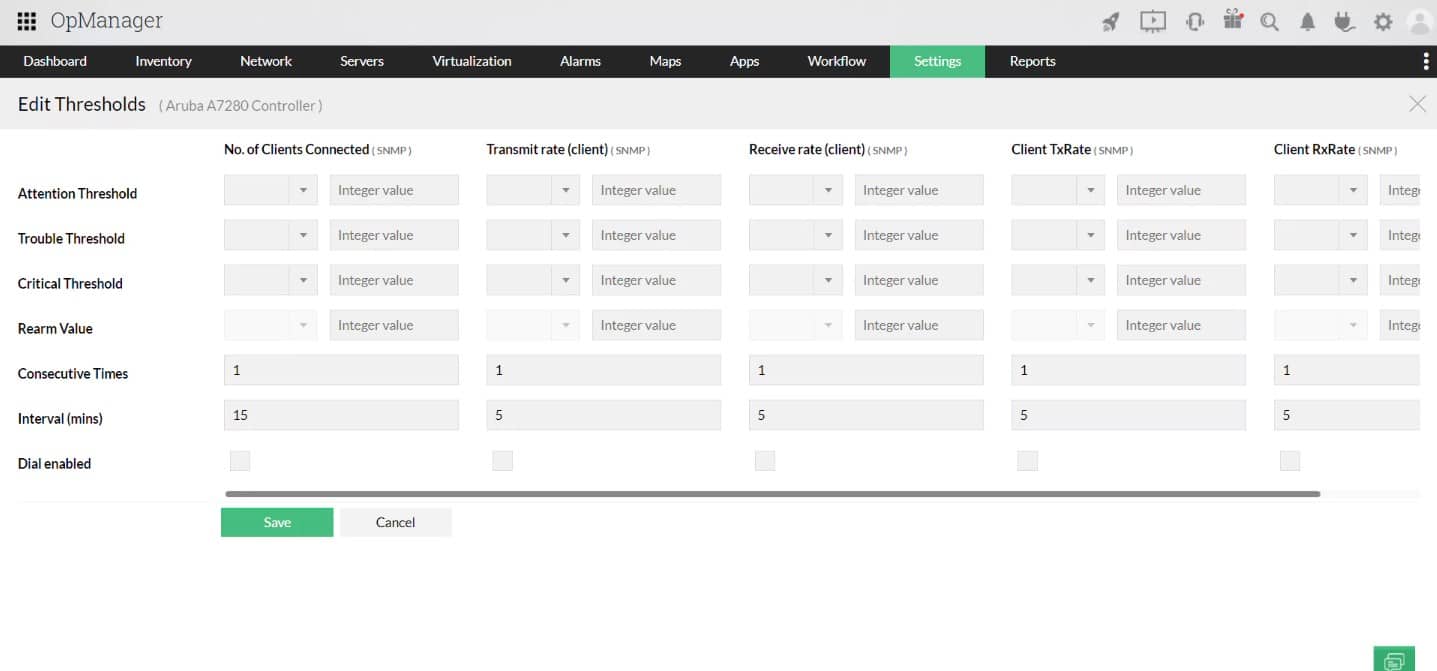 ManageEngine OpManager - Setting Thresholds
