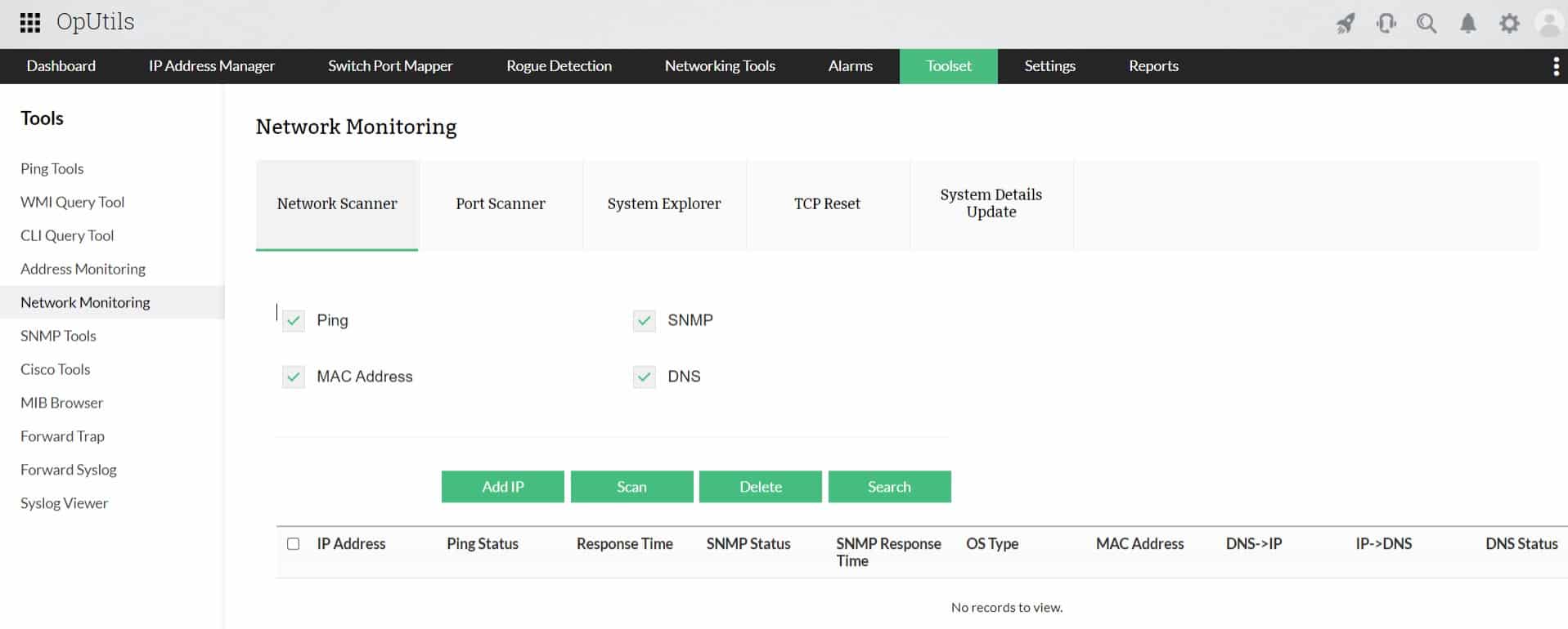 ManageEngine OpUtils Free Edition Network Scanner