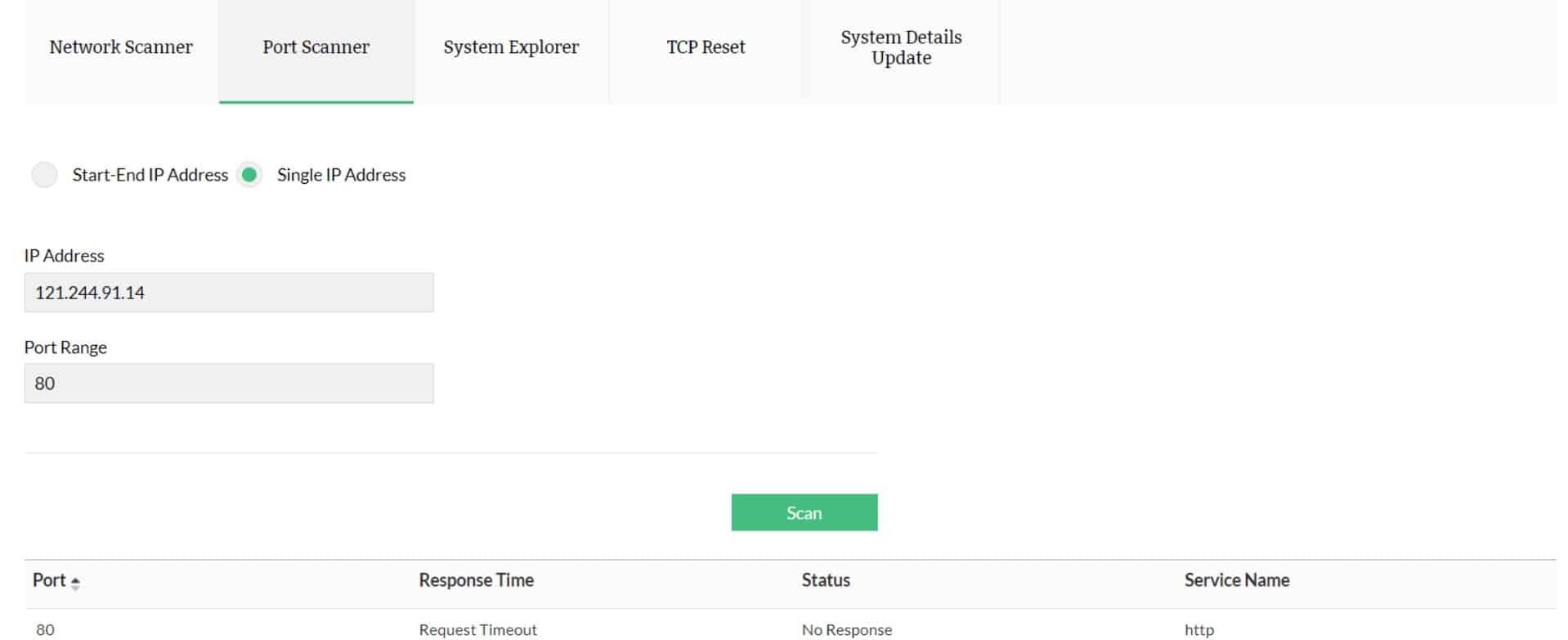 ManageEngine OpUtils Free Edition Port Scanner