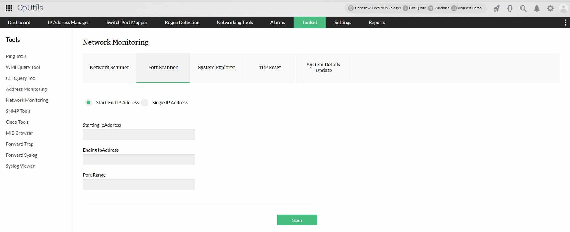 ManageEngine OpUtils Port Scanner