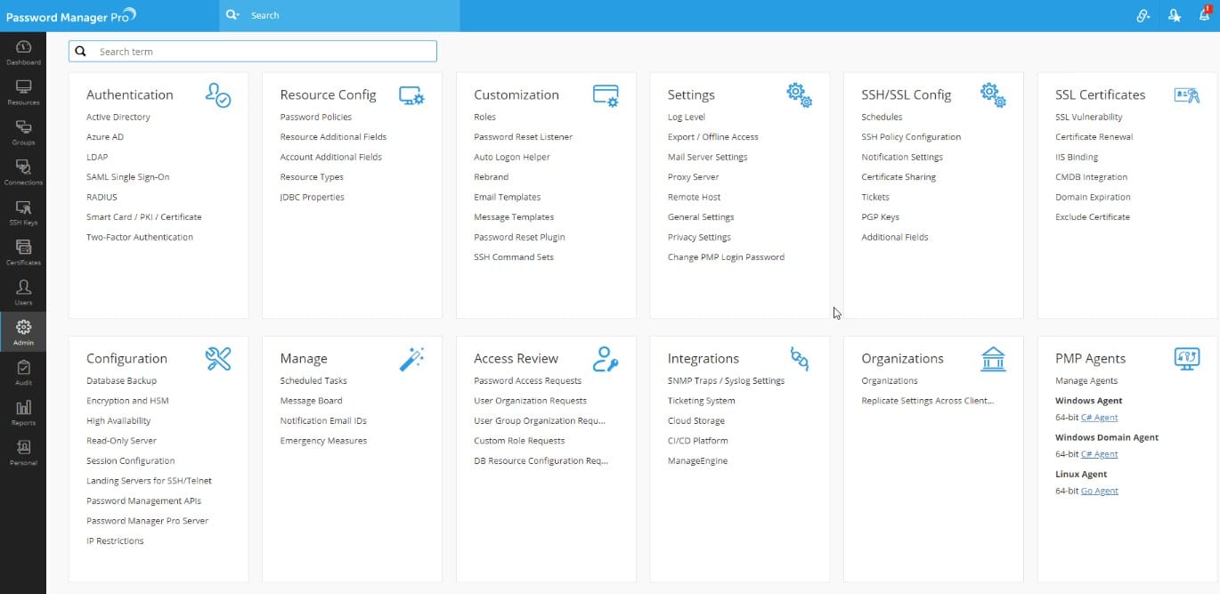 ManageEngine Password Manager Pro Admin Page