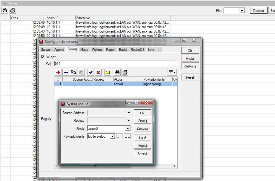 Mikrotik the dude syslog server