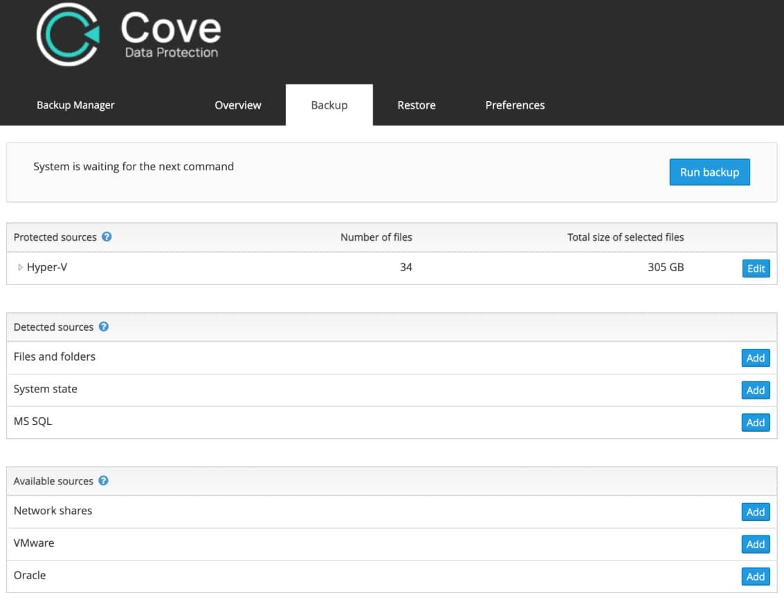 N-able Cove Data Protection Hyper V Backup
