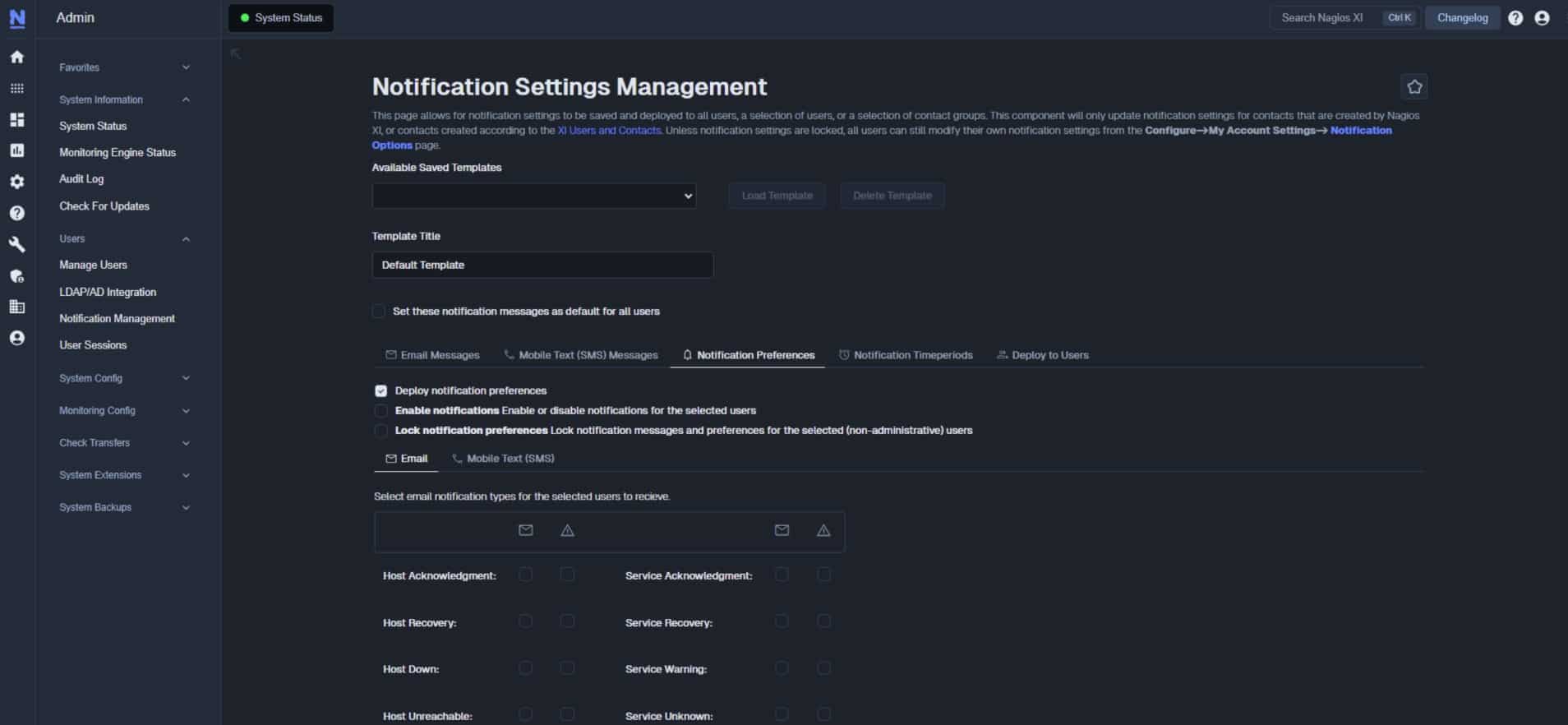 Nagios alert notification settings