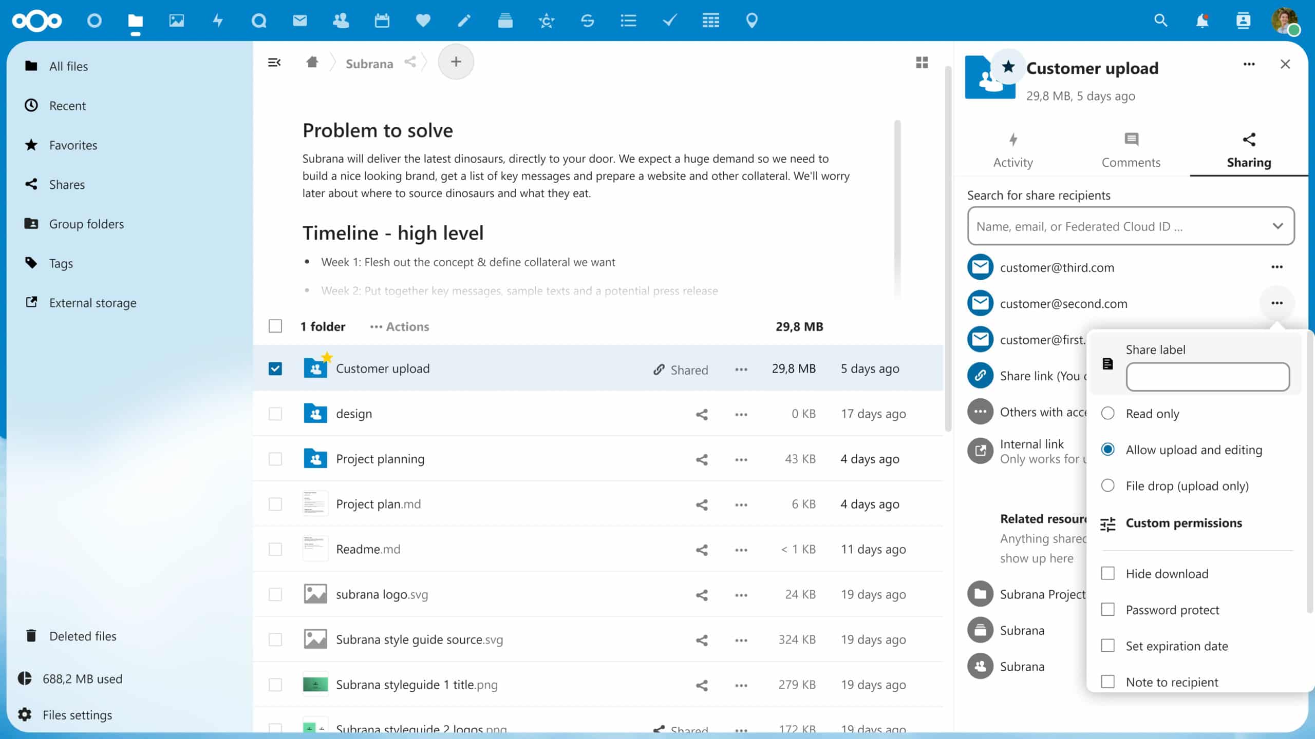 Nextcloud Files All Files page