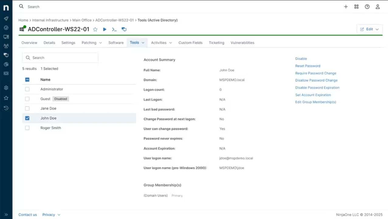NinjaOne Active Directory Management
