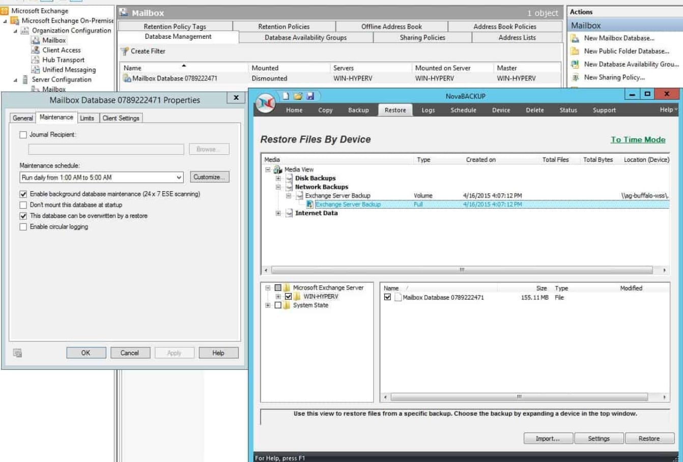Nova Backup Exchange Server Backup