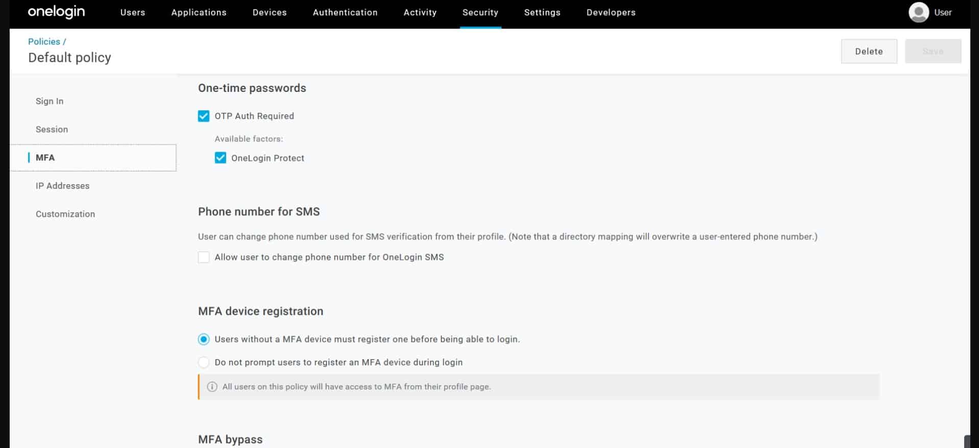OneLogin MFA