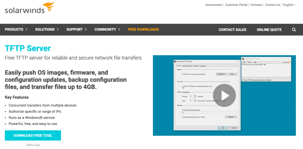 SolarWinds Free TFTP Server