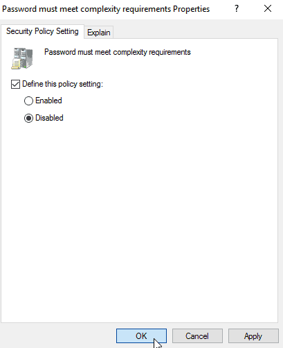 Security Policy Setting