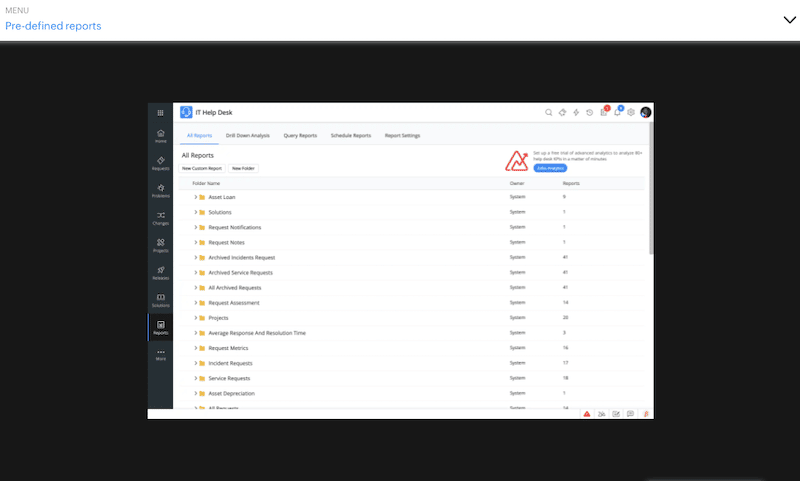 ManageEngine ServiceDesk Plus Extensive Reporting Capabilities